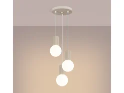 Lámpara Colgante Halo Moderno De Aluminio/Vidrio - 3 Fuentes Luminosas - L.25 X A.125 Cm - Beige