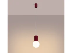 Lámpara Colgante Halo Moderno De Aluminio/Vidrio - 1 Fuentes Luminosas - L.12 X A.120 Cm - Borgoña