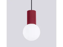 Lámpara Colgante Halo Moderno De Aluminio/Vidrio - 1 Fuentes Luminosas - L.12 X A.120 Cm - Borgoña