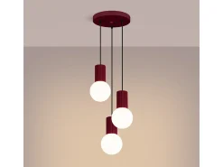 Lámpara Colgante Halo Moderno De Aluminio/Vidrio - 3 Fuentes Luminosas - L.25 X A.125 Cm - Borgoña