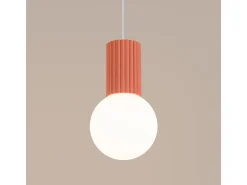 Lámpara Colgante Halo Moderno De Aluminio/Vidrio - 1 Fuentes Luminosas - L.12 X A.120 Cm - Durazno