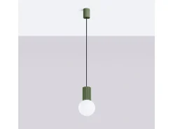 Lámpara Colgante Halo Moderno De Aluminio/Vidrio - 1 Fuentes Luminosas - L.12 X A.120 Cm - Verde Oliva