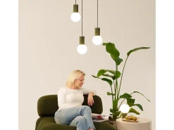 Lámpara Colgante Halo Moderno De Aluminio/Vidrio - 1 Fuentes Luminosas - L.12 X A.120 Cm - Verde Oliva