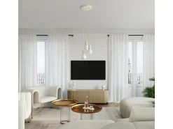 Lámpara Colgante Halo Moderno De Aluminio/Vidrio - 1 Fuentes Luminosas - L.12 X A.120 Cm - Beige
