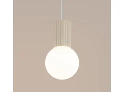 Lámpara Colgante Halo Moderno De Aluminio/Vidrio - 1 Fuentes Luminosas - L.12 X A.120 Cm - Beige
