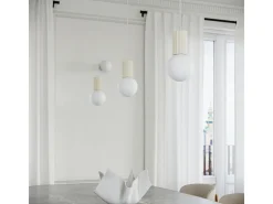 Lámpara Colgante Halo Moderno De Aluminio/Vidrio - 1 Fuentes Luminosas - L.12 X A.120 Cm - Beige