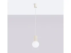 Lámpara Colgante Halo Moderno De Aluminio/Vidrio - 1 Fuentes Luminosas - L.12 X A.120 Cm - Beige
