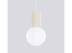 Lámpara Colgante Halo Moderno De Aluminio/Vidrio - 1 Fuentes Luminosas - L.12 X A.120 Cm - Beige