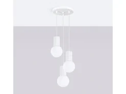 Lámpara Colgante Halo Moderno De Aluminio/Vidrio - 3 Fuentes Luminosas - L.25 X A.125 Cm - Blanco