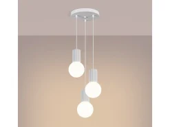 Lámpara Colgante Halo Moderno De Aluminio/Vidrio - 3 Fuentes Luminosas - L.25 X A.125 Cm - Blanco
