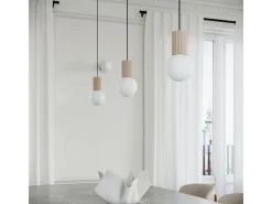 Lámpara Colgante Halo Moderno De Aluminio/Vidrio - 1 Fuentes Luminosas - L.12 X A.120 Cm - Gris Pardo
