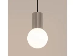 Lámpara Colgante Halo Moderno De Aluminio/Vidrio - 1 Fuentes Luminosas - L.12 X A.120 Cm - Gris Pardo