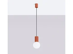 Lámpara Colgante Halo Moderno De Aluminio/Vidrio - 1 Fuentes Luminosas - L.12 X A.120 Cm - Ocre Rojo