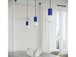 Lámpara Colgante Halo Moderno De Aluminio/Vidrio - 1 Fuentes Luminosas - L.12 X A.120 Cm - Ultramarino