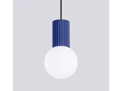 Lámpara Colgante Halo Moderno De Aluminio/Vidrio - 1 Fuentes Luminosas - L.12 X A.120 Cm - Ultramarino