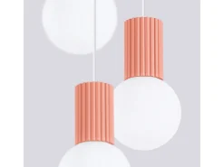 Lámpara Colgante Halo Moderno De Aluminio/Vidrio - 3 Fuentes Luminosas - L.25 X A.125 Cm - Durazno
