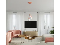 Lámpara Colgante Halo Moderno De Aluminio/Vidrio - 3 Fuentes Luminosas - L.25 X A.125 Cm - Durazno