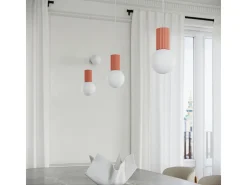 Lámpara Colgante Halo Moderno De Aluminio/Vidrio - 3 Fuentes Luminosas - L.25 X A.125 Cm - Durazno