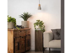 Lámpara Colgante Hormigón y Madera Luster Gris Piedra