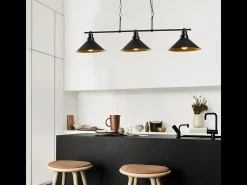Lámpara colgante industrial negra de 3 luces ERIKA