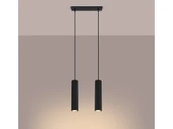 Lámpara Colgante Karbon Minimalista De Aluminio - 2 Fuentes Luminosas - L.30 X A.90 Cm - Negro