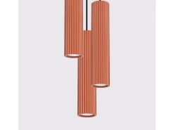 Lámpara Colgante Karbon Minimalista De Aluminio - 3 Fuentes Luminosas - L.19,5 X A.108 Cm - Ocre Rojo