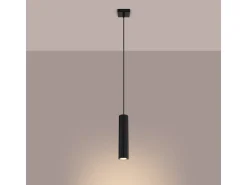 Lámpara Colgante Karbon Minimalista De Aluminio - 1 Fuentes Luminosas - L.8 X A.118 Cm - Negro