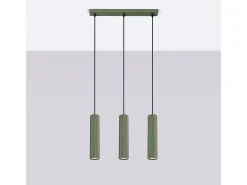 Lámpara Colgante Karbon Minimalista De Aluminio - 3 Fuentes Luminosas - L.45 X A.98 Cm - Verde Oliva