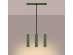 Lámpara Colgante Karbon Minimalista De Aluminio - 3 Fuentes Luminosas - L.45 X A.98 Cm - Verde Oliva