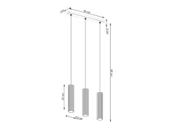 Lámpara Colgante Karbon Minimalista De Aluminio - 3 Fuentes Luminosas - L.45 X A.98 Cm - Verde Oliva