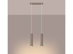 Lámpara Colgante Karbon Minimalista De Aluminio - 2 Fuentes Luminosas - L.30 X A.90 Cm - Gris Pardo