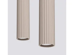 Lámpara Colgante Karbon Minimalista De Aluminio - 2 Fuentes Luminosas - L.30 X A.90 Cm - Gris Pardo