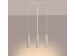 Lámpara Colgante Karbon Minimalista De Aluminio - 3 Fuentes Luminosas - L.45 X A.98 Cm - Beige