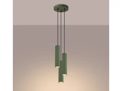 Lámpara Colgante Karbon Minimalista De Aluminio - 3 Fuentes Luminosas - L.19,5 X A.108 Cm - Verde Oliva