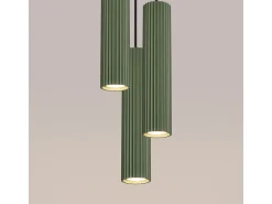 Lámpara Colgante Karbon Minimalista De Aluminio - 3 Fuentes Luminosas - L.19,5 X A.108 Cm - Verde Oliva