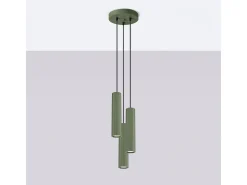 Lámpara Colgante Karbon Minimalista De Aluminio - 3 Fuentes Luminosas - L.19,5 X A.108 Cm - Verde Oliva