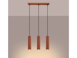 Lámpara Colgante Karbon Minimalista De Aluminio - 3 Fuentes Luminosas - L.45 X A.98 Cm - Ocre Rojo