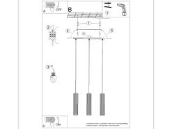 Lámpara Colgante Karbon Minimalista De Aluminio - 3 Fuentes Luminosas - L.45 X A.98 Cm - Ocre Rojo
