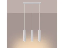 Lámpara Colgante Karbon Minimalista De Aluminio - 3 Fuentes Luminosas - L.45 X A.98 Cm - Blanco