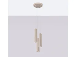 Lámpara Colgante Karbon Minimalista De Aluminio - 3 Fuentes Luminosas - L.19,5 X A.108 Cm - Gris Pardo