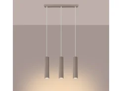 Lámpara Colgante Karbon Minimalista De Aluminio - 3 Fuentes Luminosas - L.45 X A.98 Cm - Gris Pardo