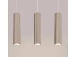 Lámpara Colgante Karbon Minimalista De Aluminio - 3 Fuentes Luminosas - L.45 X A.98 Cm - Gris Pardo
