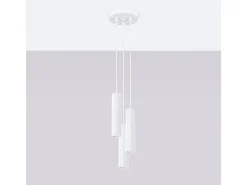 Lámpara Colgante Karbon Minimalista De Aluminio - 3 Fuentes Luminosas - L.19,5 X A.108 Cm - Blanco