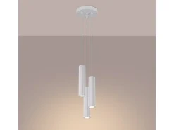 Lámpara Colgante Karbon Minimalista De Aluminio - 3 Fuentes Luminosas - L.19,5 X A.108 Cm - Blanco