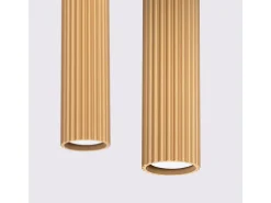 Lámpara Colgante Karbon Minimalista De Aluminio - 2 Fuentes Luminosas - L.30 X A.90 Cm - Dorado