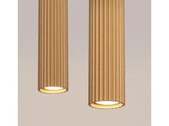 Lámpara Colgante Karbon Minimalista De Aluminio - 2 Fuentes Luminosas - L.30 X A.90 Cm - Dorado