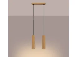 Lámpara Colgante Karbon Minimalista De Aluminio - 2 Fuentes Luminosas - L.30 X A.90 Cm - Dorado