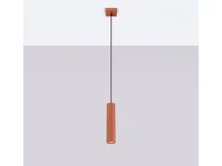 Lámpara Colgante Karbon Minimalista De Aluminio - 1 Fuentes Luminosas - L.8 X A.118 Cm - Ocre Rojo