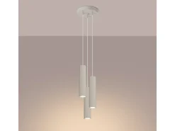 Lámpara Colgante Karbon Minimalista De Aluminio - 3 Fuentes Luminosas - L.19,5 X A.108 Cm - Beige
