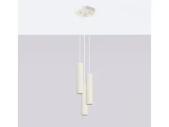 Lámpara Colgante Karbon Minimalista De Aluminio - 3 Fuentes Luminosas - L.19,5 X A.108 Cm - Beige